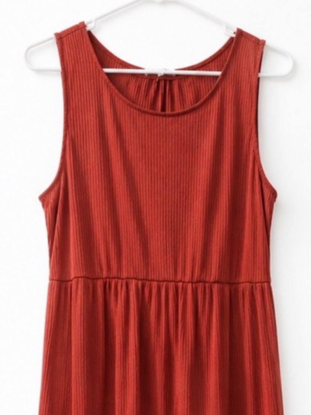 Gilli 2X Rust Ribbed Tiered Sleeveless Maxi Dress